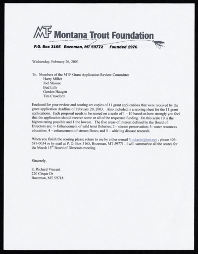 Montana Trout Foundation - Grant applications