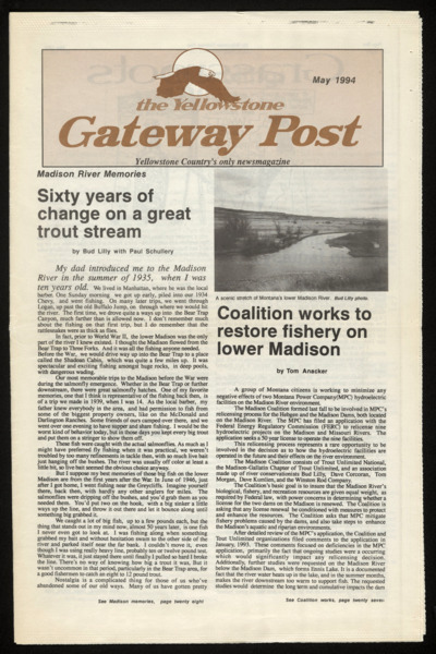 "Madison River Memories," <i>The Yellowstone Gateway Post</i> (May 1994): 1, 28.