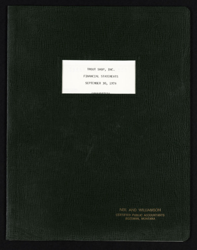 Trout Shop financial statement, 1978