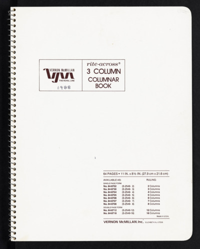 Western Rivers Club ledger, 1988