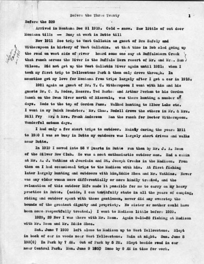 Before the 320 Ranch Reminiscence Transcript by Dr. Caroline McGill