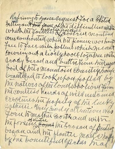 Walter Cooper Handwritten Manuscript