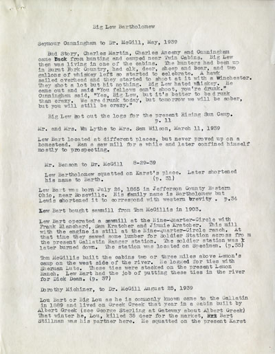 Seymour Cunninghom Reminiscene on Big Lew Bartholomew