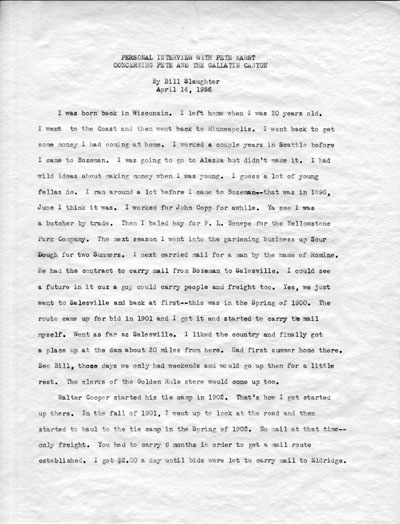 Personal Interview with Pete Karst by Bill Slaughter