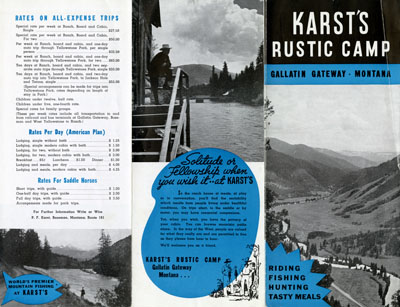 Karst's Rustic Camp Gallatin Gateway, Montana Brochure