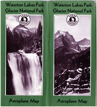 Waterton Lakes Park and Glacier National Park Aeroplane Map Brochure