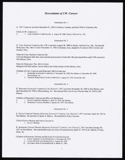 Genealogy charts