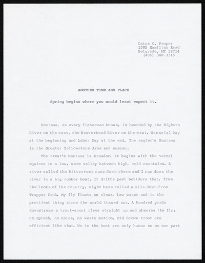 Another Time and Place