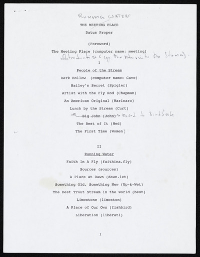 <i>Running Waters</i> - title and introduction