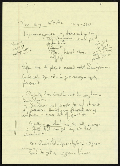 Hunting: Bird Habitat and Cover - Letters and Notes