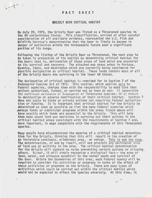 Bear Management Statement, St. Anthony, Idaho