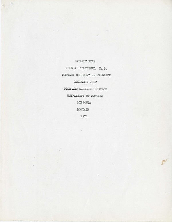 Grizzly Bear Research Unit