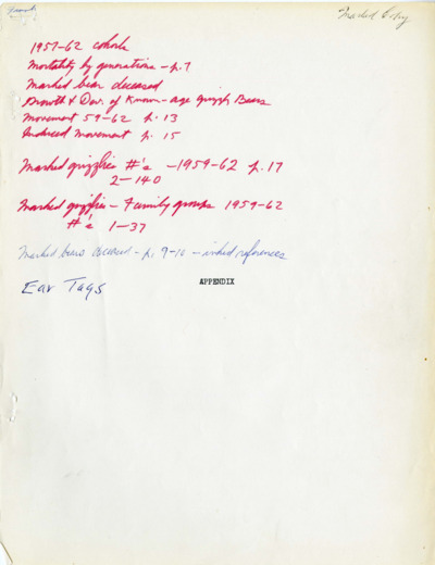 An Ecological Study of the Grizzly Bear 4th Annual Report, Appendix Ear Tags