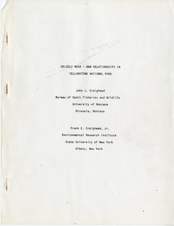 Grizzly Bear Man Relationships Original Manuscript