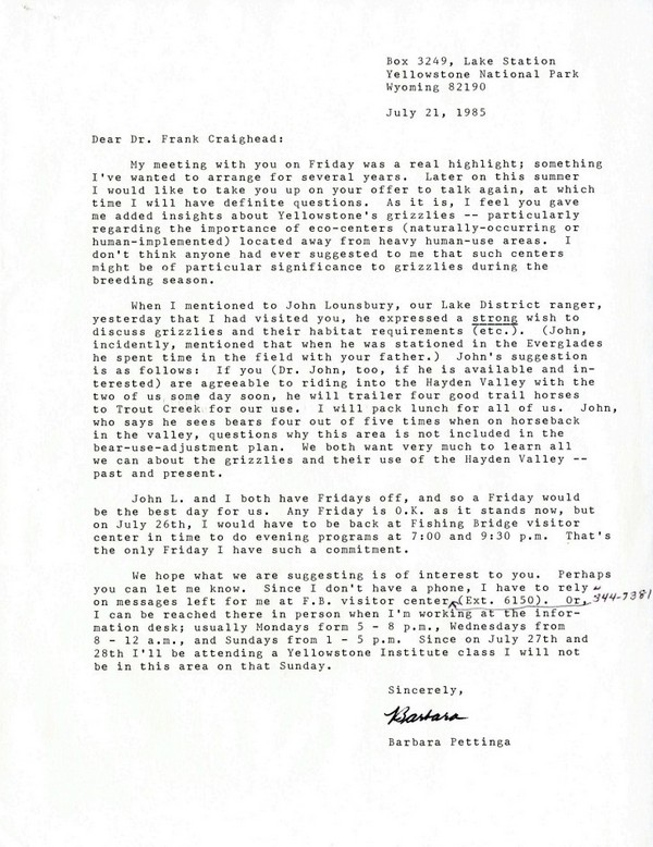 Grizzly Correspondence