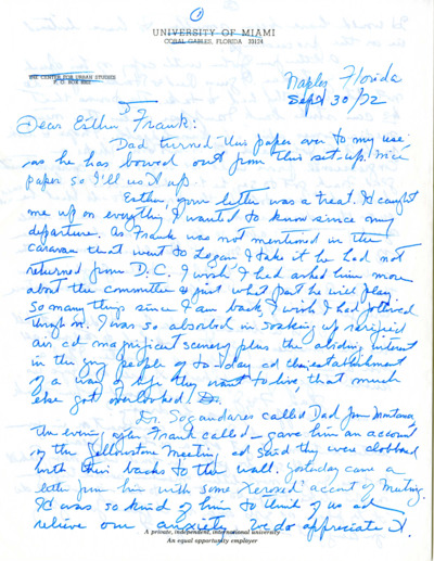 Letter to Esther and Frank