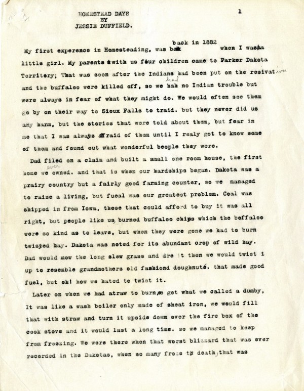 Homestead Days essay