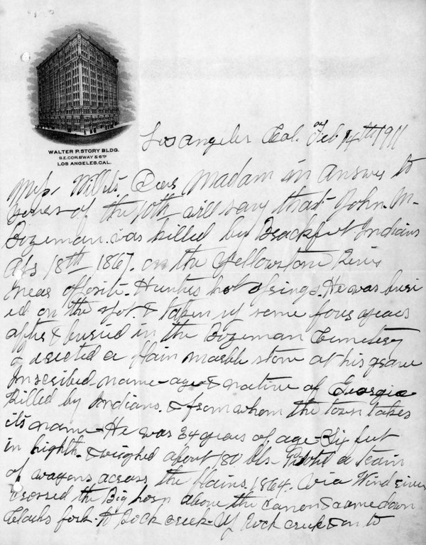 Nelson Story, Sr., letter