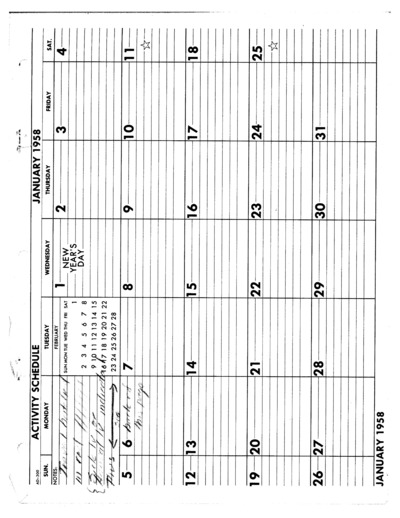 1958A Activity Schedule Calendar