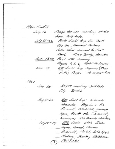 1960-1968 Travel Itinerary