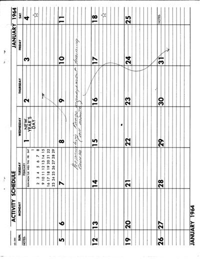 1964 Activity Schedule Calendar