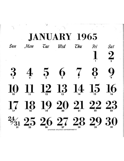 1965 Calendar