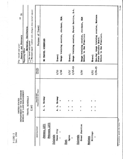 1970 - Travel Itinerary