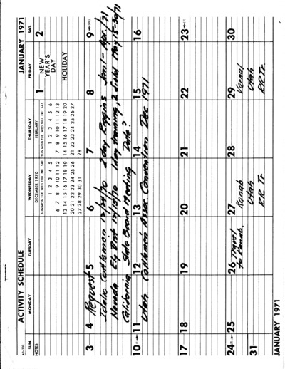 1971 - Calendar