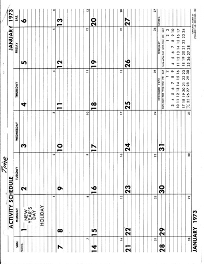 1973 - Calendar