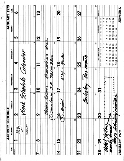 1979 - Work Schedule Calendar