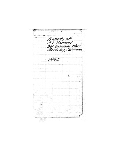A.L. Hormay Diary - January 1945 to June 1945