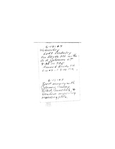 Diary of C. E. Mello - June 1947 to August 1947