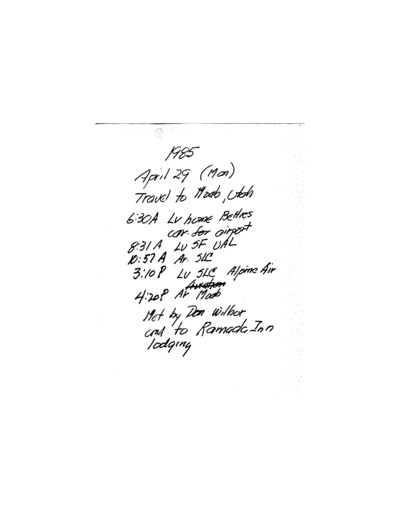 A.L. Hormay - Diary April 1985 to May 1985