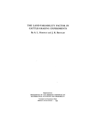 The Land Variability Factor in Cattle Grazing Experiments