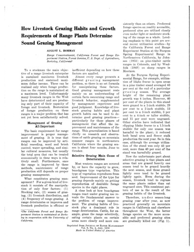 How Livestock Grazing Habits and Growth Requirements of Range Plants Determine Sound Grazing Management