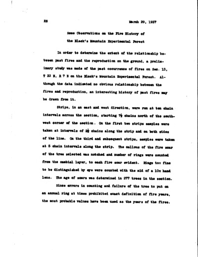 Some Observations on the Fire History