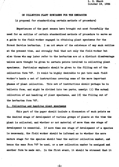 On collecting Plant Specimens