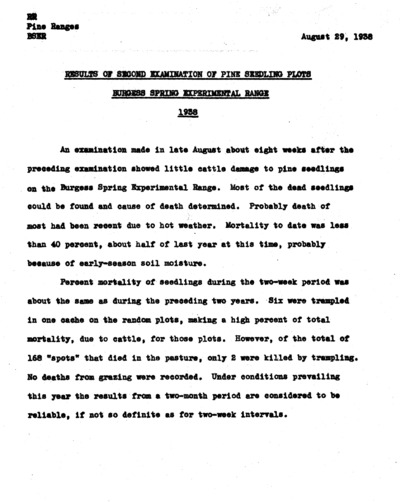 Results of second examination of pine seedlings plots