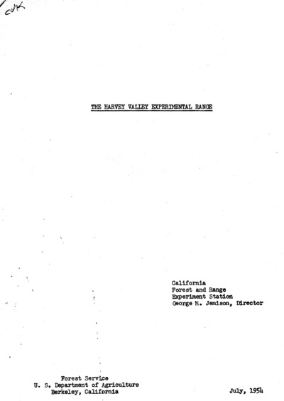 Harvey Valley Experimental Range