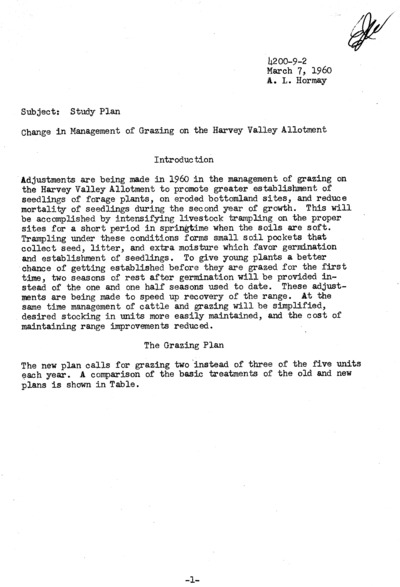 Study plan: Change in management of grazing