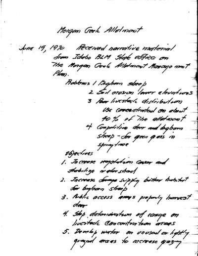 Idaho Bureau of Land Management Salmon District, Morgan Creek