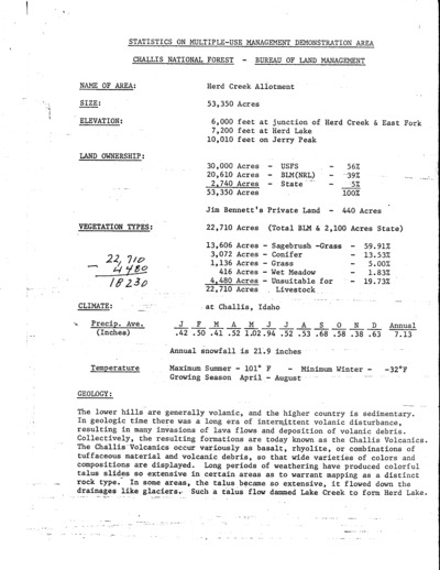 Idaho Bureau of Land Management and United States Forest Service Salmon District and Challis National Forest, Herd Creek