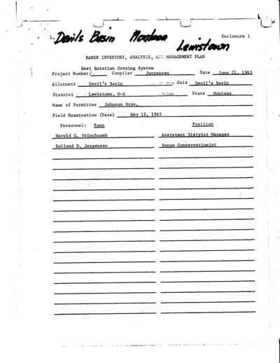 Montana Bureau of Land Management Lewiston District, Devil's Basin