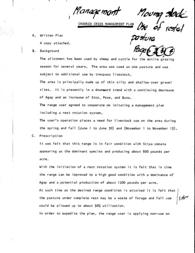 Montana Bureau of Land Management Miles City District, Crooked Creek