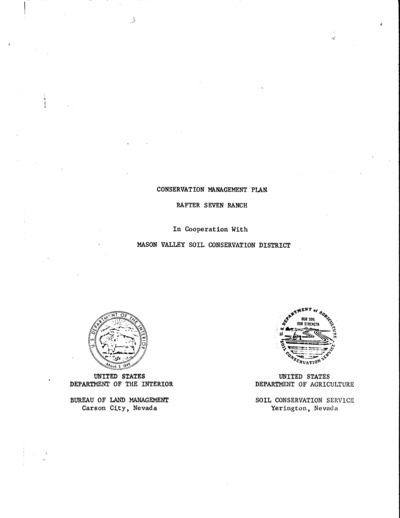 Nevada Bureau of Land Managementand Soil Conservation Service. Carson City District, Rafter Seven Ranch