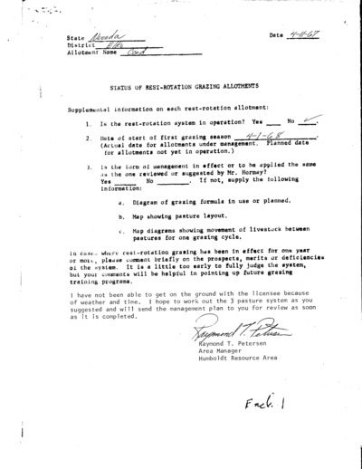 Nevada Bureau of Land Management Elko District, Cord