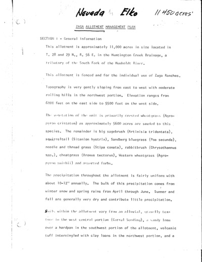 Nevada Bureau of Land Management Elko District, Zaga