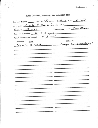 New Mexico Bureau of Land Management Roswell District, Circle F Ranch