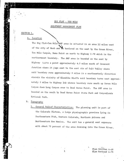 Utah Bureau of Land Management Moab District, Big Flat-Ten Mile