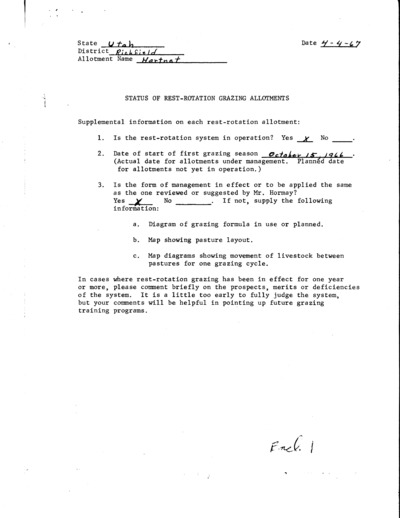 Utah Bureau of Land Management Richfield District, South Desert-Hartnet